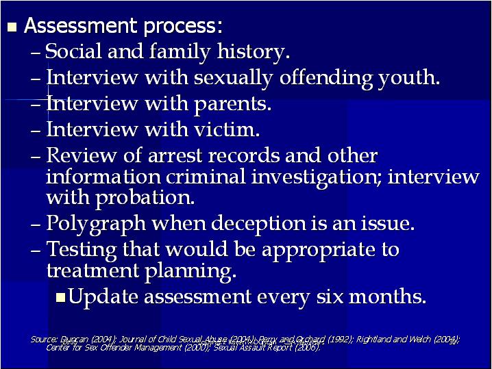 Assessment process Juvenile Sex Offenders CEUs